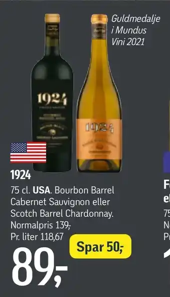 USA. Bourbon Barrel Cabernet Sauvignon eller Scotch Barrel Chardonnay. Normalpris 139,00 Pr. liter 118,67