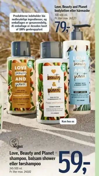 Føtex Love, Beauty and Planet shampoo, balsam shower eller tørshampoo tilbud