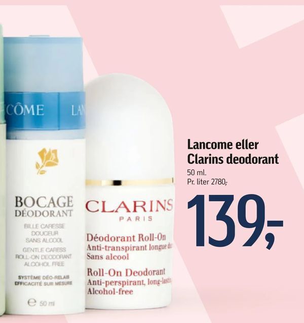 eller Clarins deodorant tilbud hos Føtex