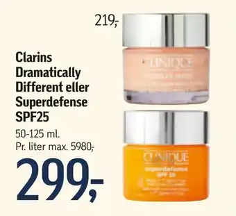Føtex Clarins Dramatically Different eller Superdefense SPF25 tilbud