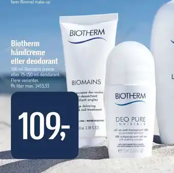 Føtex Biotherm håndcreme eller deodorant tilbud