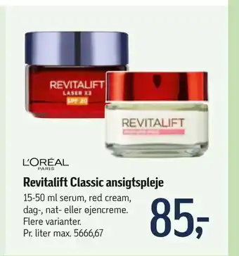 Føtex Revitalift Classic ansigtspleje tilbud