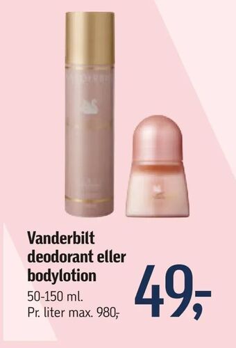 Føtex Vanderbilt deodorant eller bodylotion tilbud