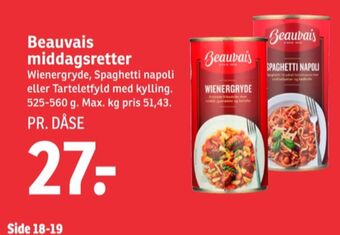 SPAR Beauvais færdigretter tilbud