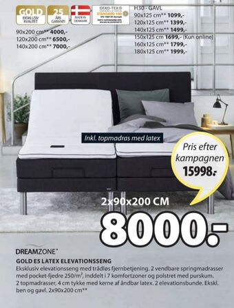 JYSK Dreamzone elevationsseng tilbud