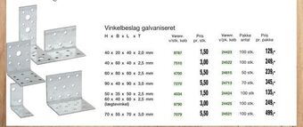 Vinkelbeslag galvaniseret