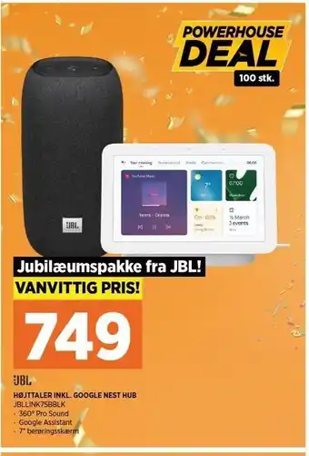 Power Højttaler inkl. Google nest hub tilbud