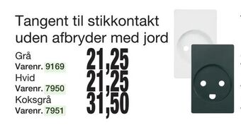 Harald Nyborg Tangent til stikkontakt uden afbryder med jord tilbud