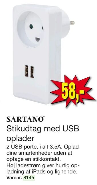 Harald Nyborg Stikudtag med USB oplader tilbud