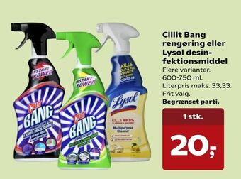 Cillit Bang rengøring eller Lysol desinfektionsmiddel