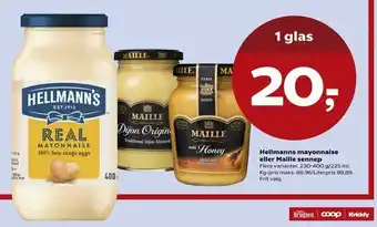 Kvickly Hellmanns mayonnaise eller Maille sennep tilbud