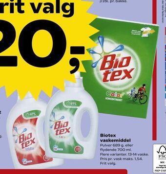 Kvickly Biotex vaskemiddel tilbud
