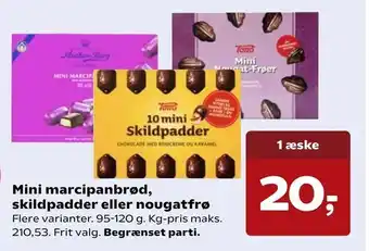 Kvickly Mini marcipanbrød, skildpadder eller nougatfrø tilbud