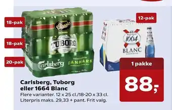 Kvickly Carlsberg, Tuborg eller 1664 Blanc tilbud