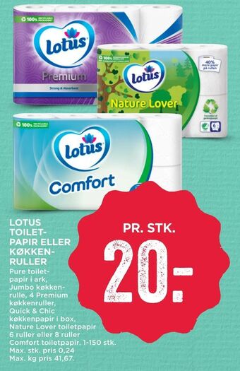 MENY Lotus toilet­papir eller køkken­ruller tilbud