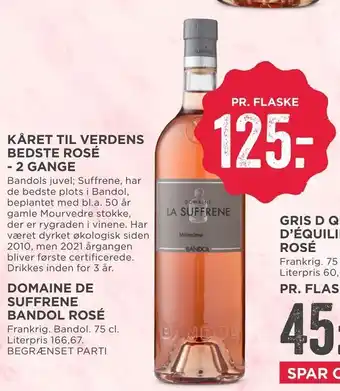 MENY Domaine de suffrene bandol rosé tilbud