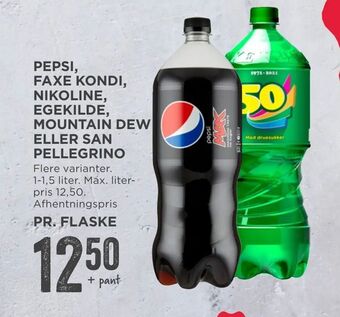 MENY Pepsi, faxe kondi, nikoline, egekilde, mountain dew eller san pellegrino tilbud