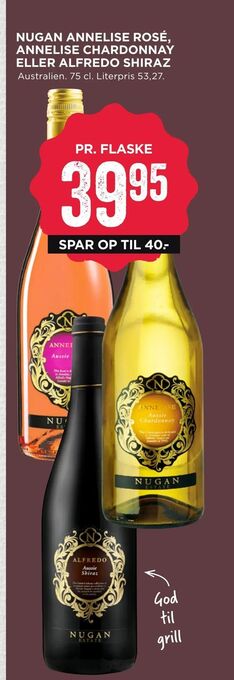 MENY Nugan annelise rosé, annelise chardonnay eller alfredo shiraz tilbud