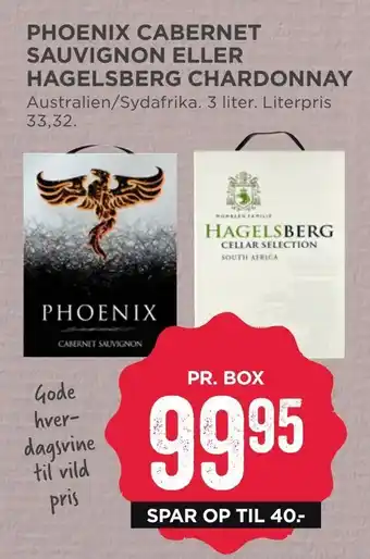 MENY Phoenix cabernet sauvignon eller hagelsberg chardonnay tilbud
