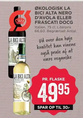 MENY Økologisk la bici alta nero d'avola eller frascati docg tilbud