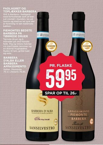 MENY Barbera d'alba eller barbera appassimento tilbud