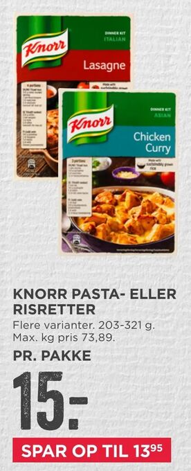 MENY Knorr pasta- eller risretter tilbud