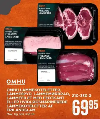 MENY Omhu lammekoteletter, lammespyd, lammemørbrad, lammefilet med fedtkant eller hvidløgsmarinerede lammekoteletter af frilandsla tilbud