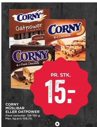 MENY Corny müslibar eller oatpower tilbud