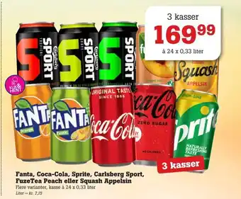 Poetzsch Padborg Fanta, Coca-Cola, Sprite, Carlsberg Sport, FuzeTea Peach eller Squash Appelsin tilbud