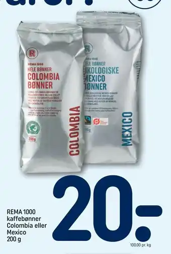 REMA 1000 kaffebønner Colombia eller Mexico