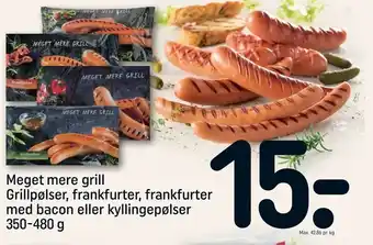 REMA 1000 Meget mere grill Grillpølser, frankfurter, frankfurter med bacon eller kyllingepølser tilbud