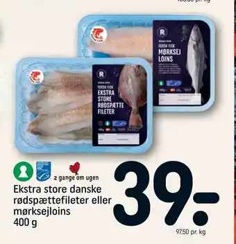 REMA 1000 Ekstra store danske rødspættefileter eller mørksejloins tilbud