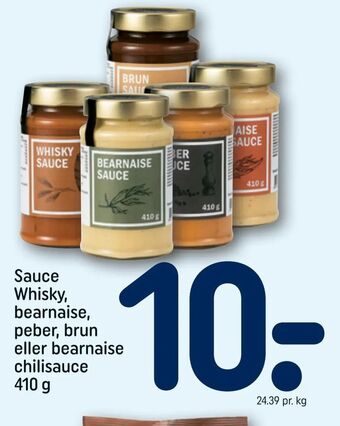 Sauce Whisky, bearnaise, peber, brun eller bearnaise chilisauce