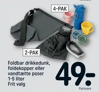 REMA 1000 Foldbar drikkedunk, foldekopper eller vandtætte poser 1-5 liter tilbud
