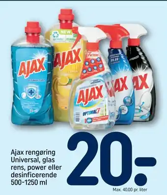 REMA 1000 Ajax rengøring Universal, glas rens, power eller desinficerende tilbud