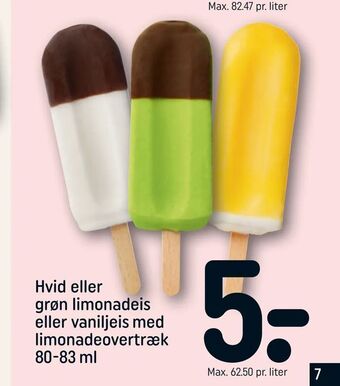 REMA 1000 Hvid eller grøn limonadeis eller vaniljeis med limonadeovertræk tilbud