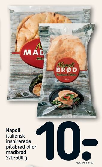 REMA 1000 Napoli italiensk inspirerede pitabrød eller madbrød tilbud
