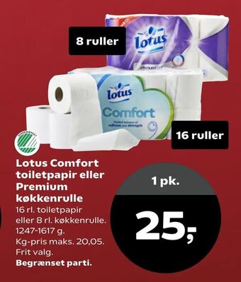 SuperBrugsen Lotus Comfort toiletpapir eller Premium køkkenrulle tilbud