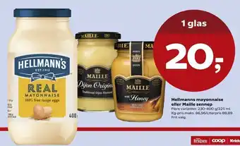 SuperBrugsen Hellmanns mayonnaise eller Maille sennep tilbud