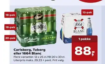 SuperBrugsen Carlsberg, Tuborg eller 1664 Blanc tilbud