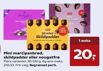 Mini marcipanbrød, skildpadder eller nougatfrø