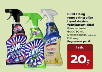 SuperBrugsen Cillit Bang rengøring eller Lysol desinfektionsmiddel tilbud