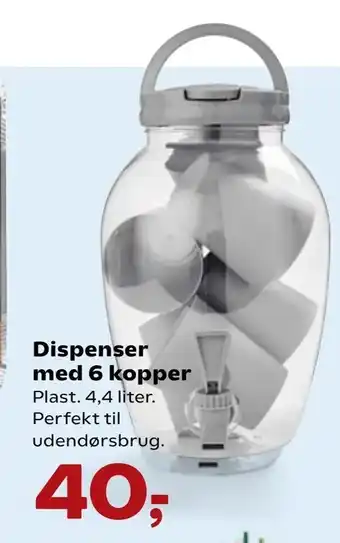 Dispenser med 6 kopper
