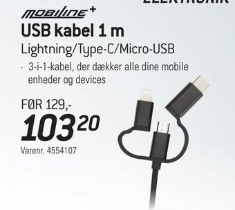 Thansen USB kabel 1 m tilbud