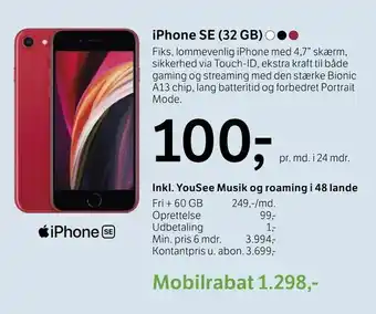 YouSee iPhone SE (32 GB) tilbud