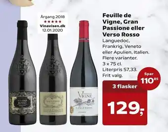 Kvickly Feuille de Vigne, Gran Passione eller Verso Rosso tilbud