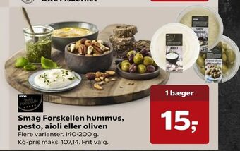 Kvickly Smag Forskellen hummus, pesto, aioli eller oliven tilbud