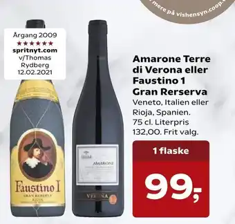 Kvickly Amarone Terre di Verona eller Faustino 1 Gran Rerserva tilbud