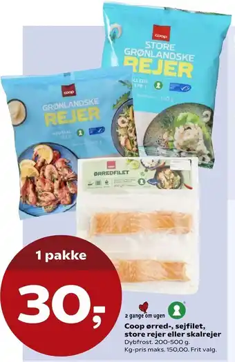 Kvickly Coop ørred-, sejfilet, store rejer eller skalrejer tilbud