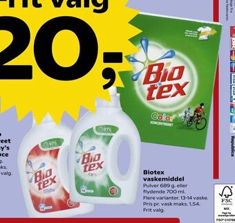 Kvickly Biotex vaskemiddel tilbud